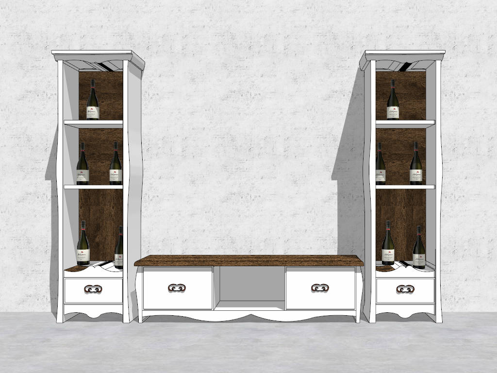 TV Stand and Wine Rack sketchup model preview - SketchupBox