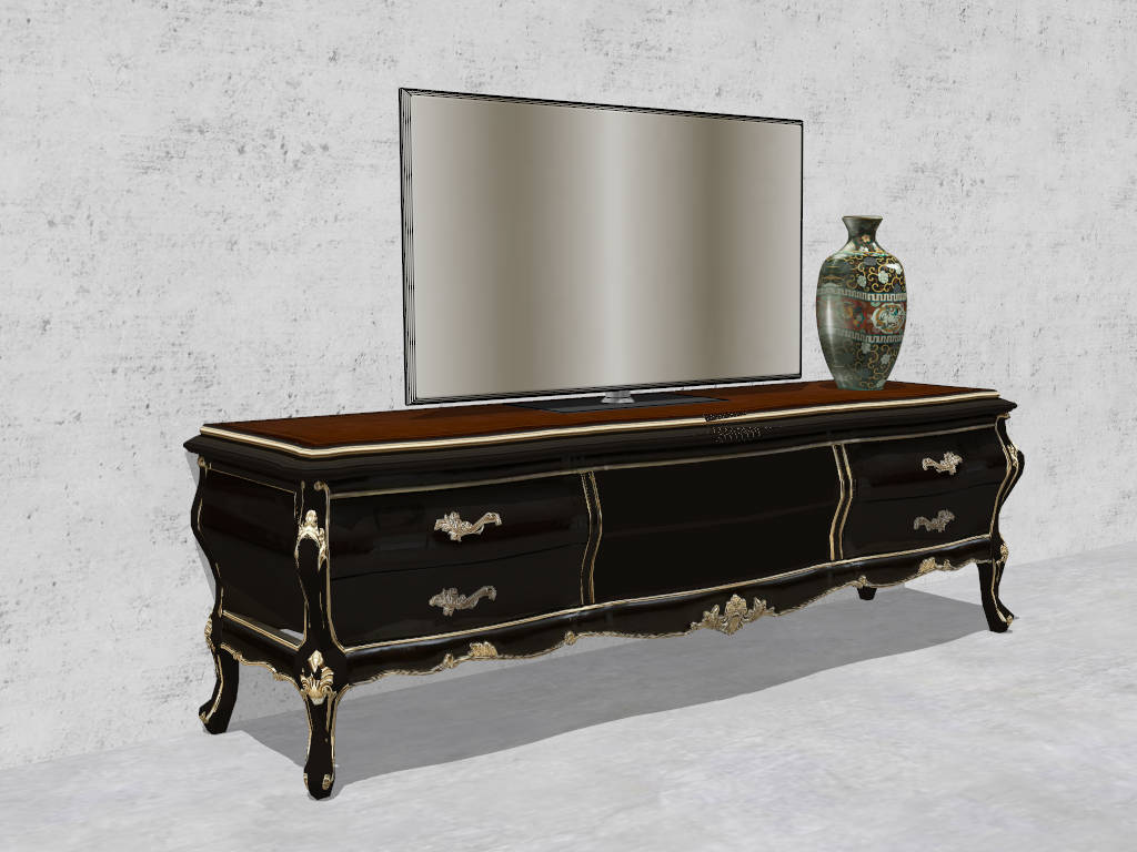 French Style Black TV Stand sketchup model preview - SketchupBox