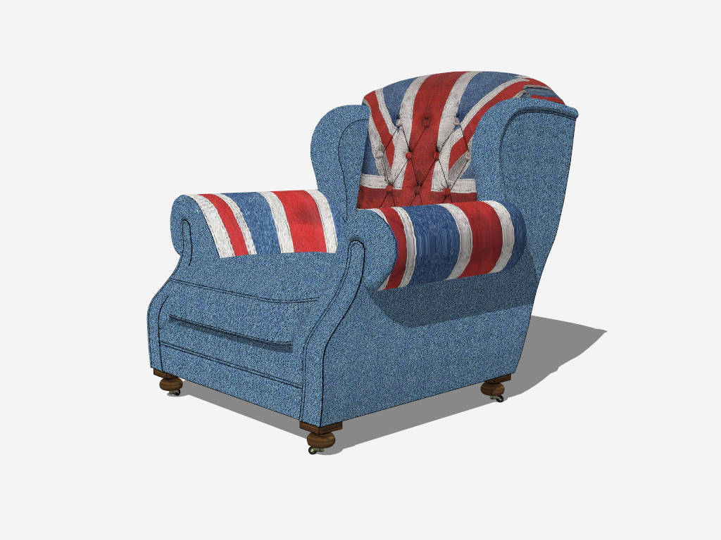 England Flag Armchair sketchup model preview - SketchupBox