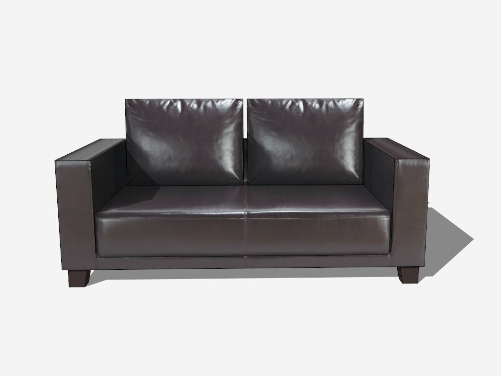 Dark Brown Leather Loveseat sketchup model preview - SketchupBox