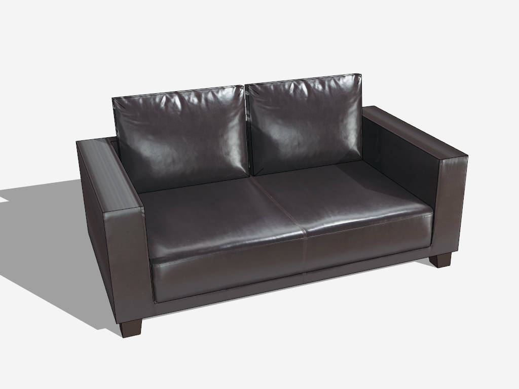 Dark Brown Leather Loveseat sketchup model preview - SketchupBox