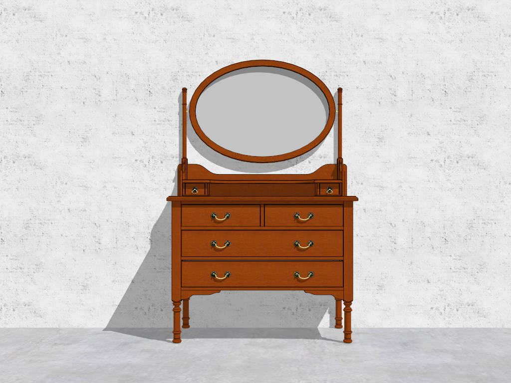 Antique Dressing Table with Drawers sketchup model preview - SketchupBox