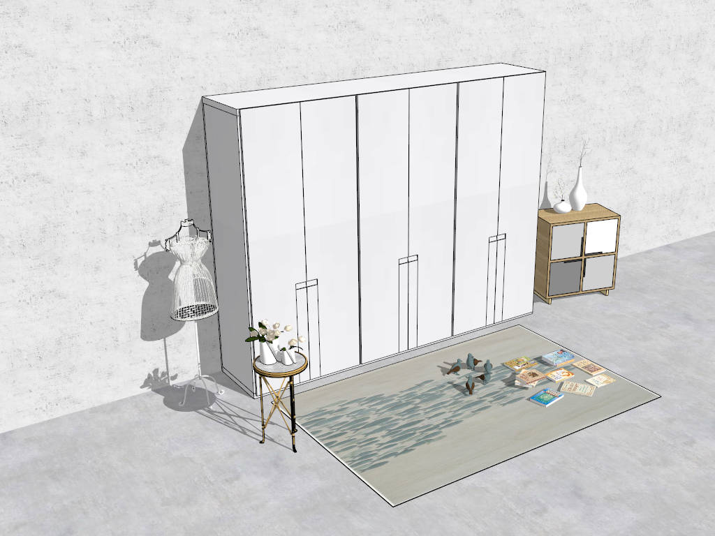 White Dressing Room Furniture sketchup model preview - SketchupBox
