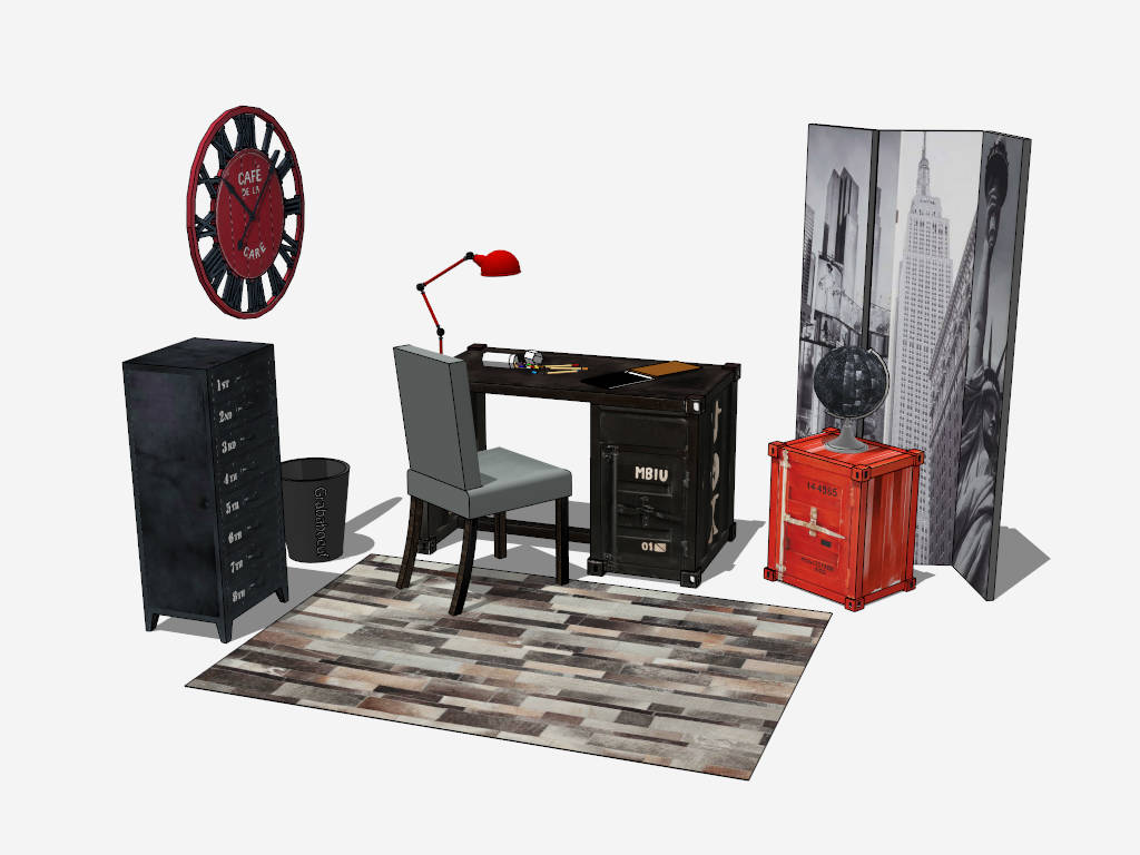 Industrial Home Office Idea sketchup model preview - SketchupBox