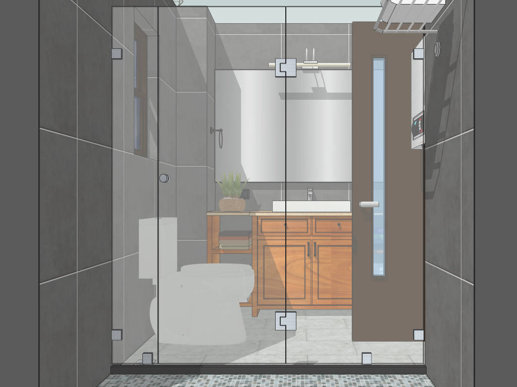Small Bathroom with Walk In Shower Idea sketchup model preview - SketchupBox