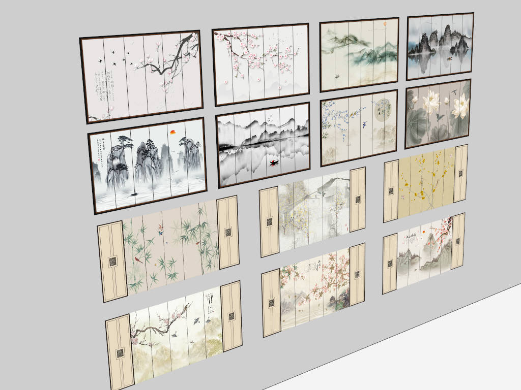 Asian Design Accent Wall Ideas sketchup model preview - SketchupBox