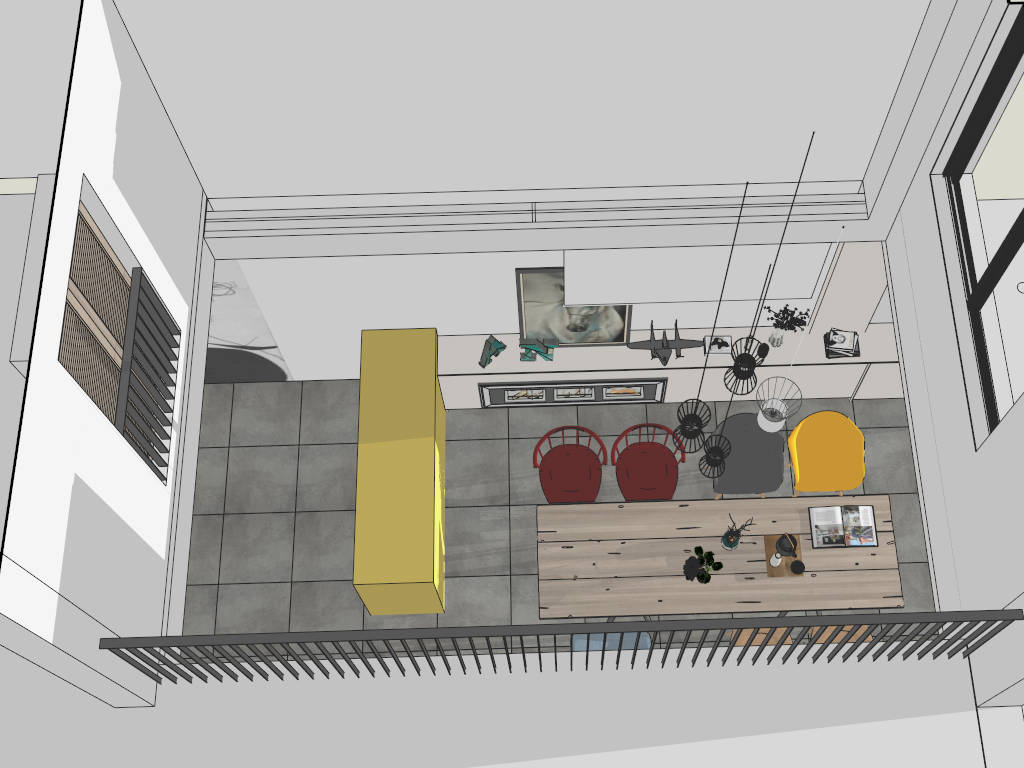 Loft Apartment Dining Room Design sketchup model preview - SketchupBox