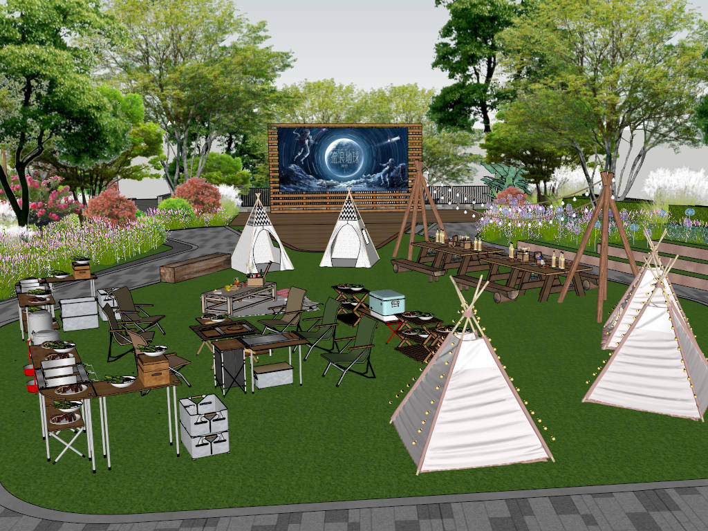 Fantastic Starry Stairway Campground Design sketchup model preview - SketchupBox