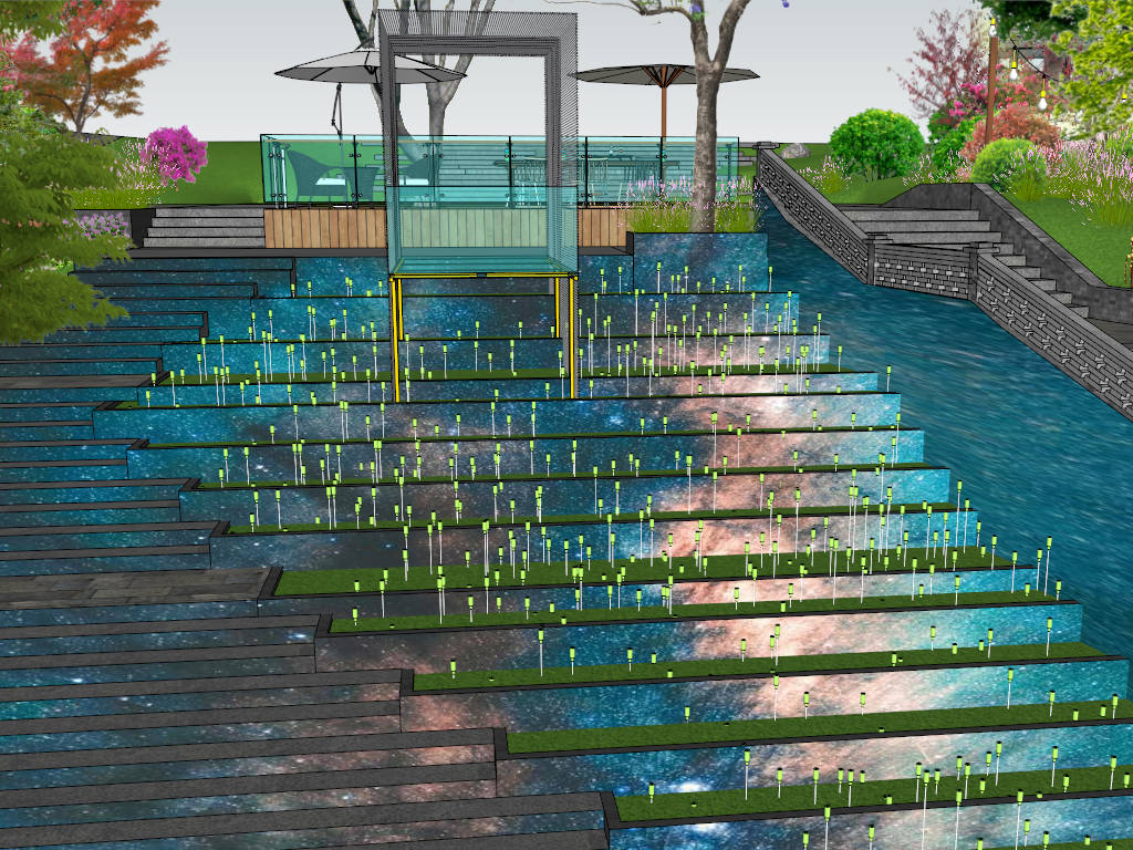 Fantastic Starry Stairway Campground Design sketchup model preview - SketchupBox