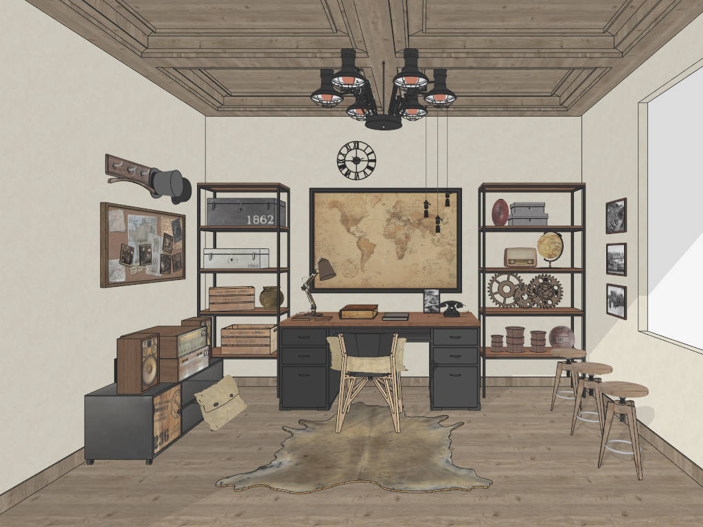 Vintage Home Office Decor Idea sketchup model preview - SketchupBox