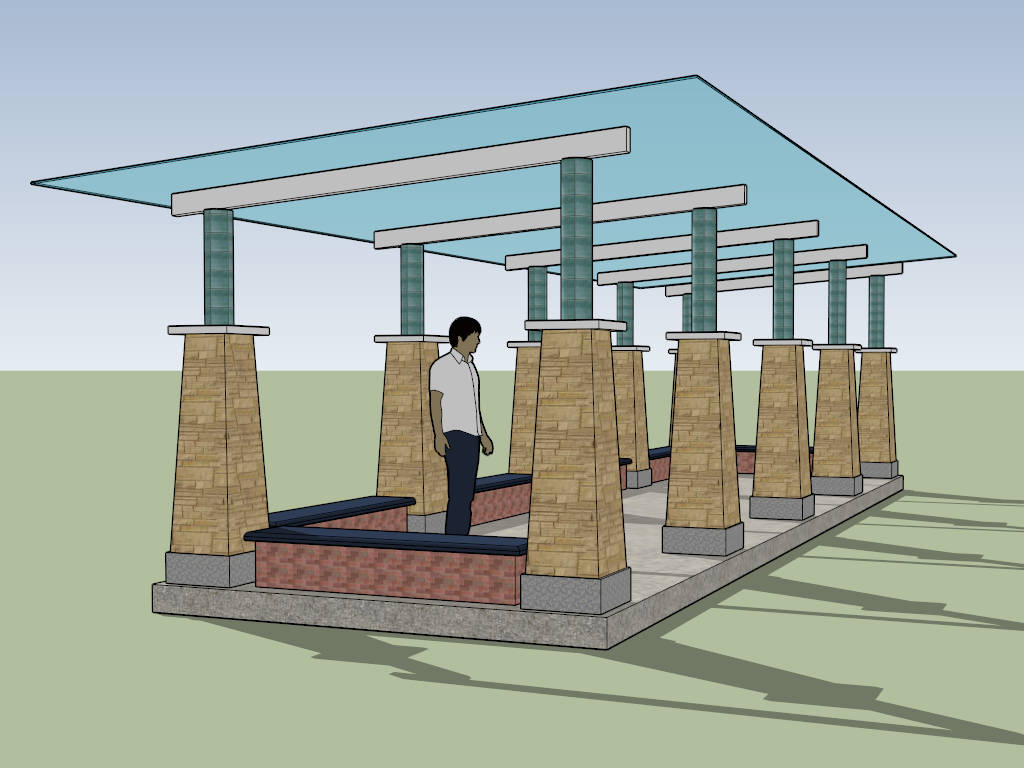Glass Pergola Walkway sketchup model preview - SketchupBox