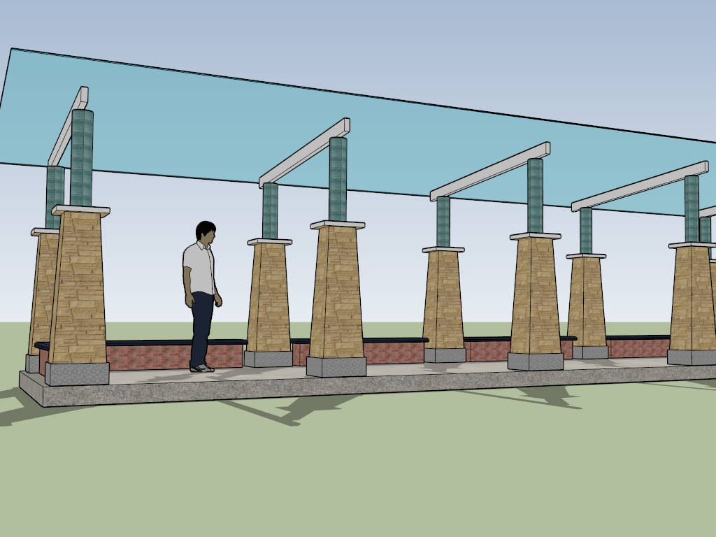 Glass Pergola Walkway sketchup model preview - SketchupBox