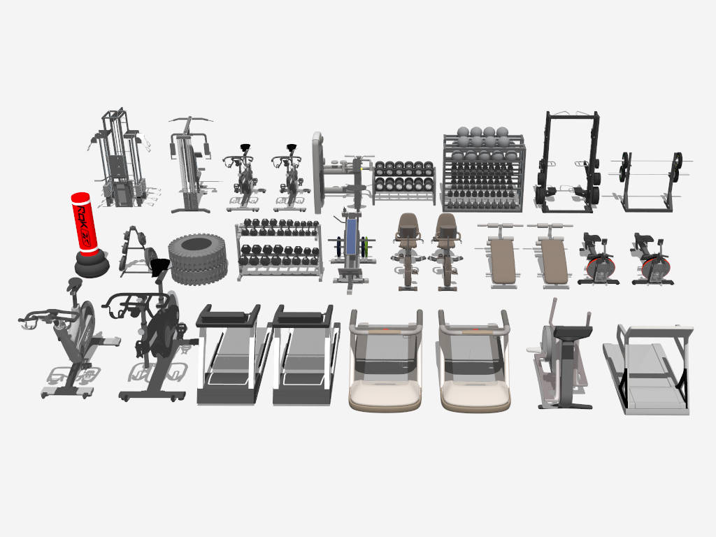 Indoor Exercise Gym Equipment sketchup model preview - SketchupBox