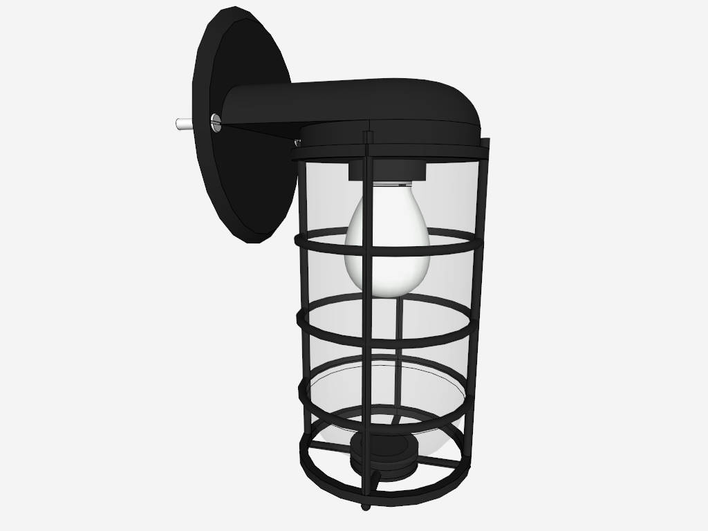 Outdoor Industrial Style Caged Wall Light sketchup model preview - SketchupBox