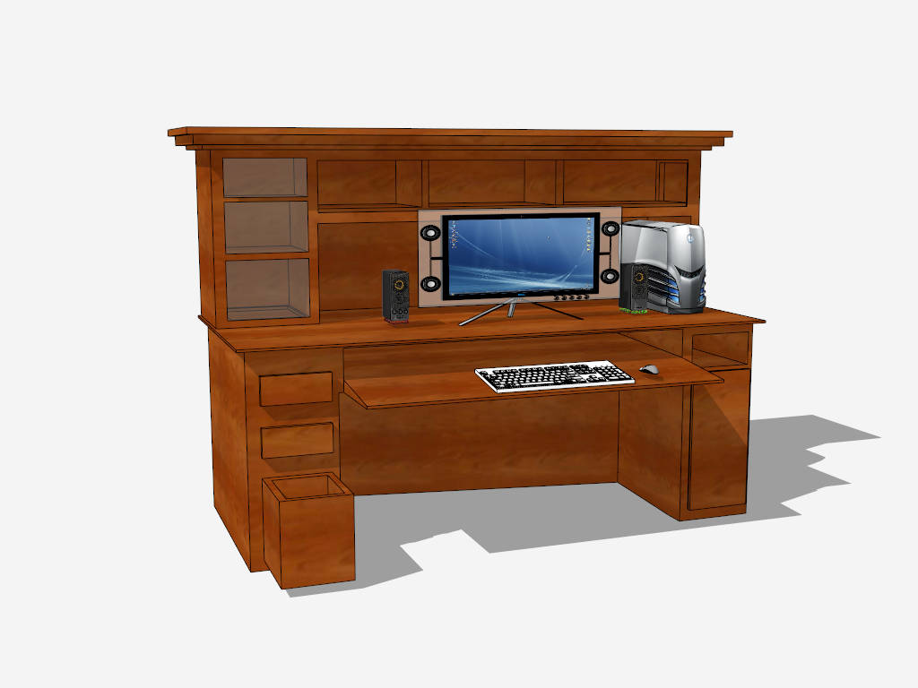 Computer Desk with Hutch sketchup model preview - SketchupBox