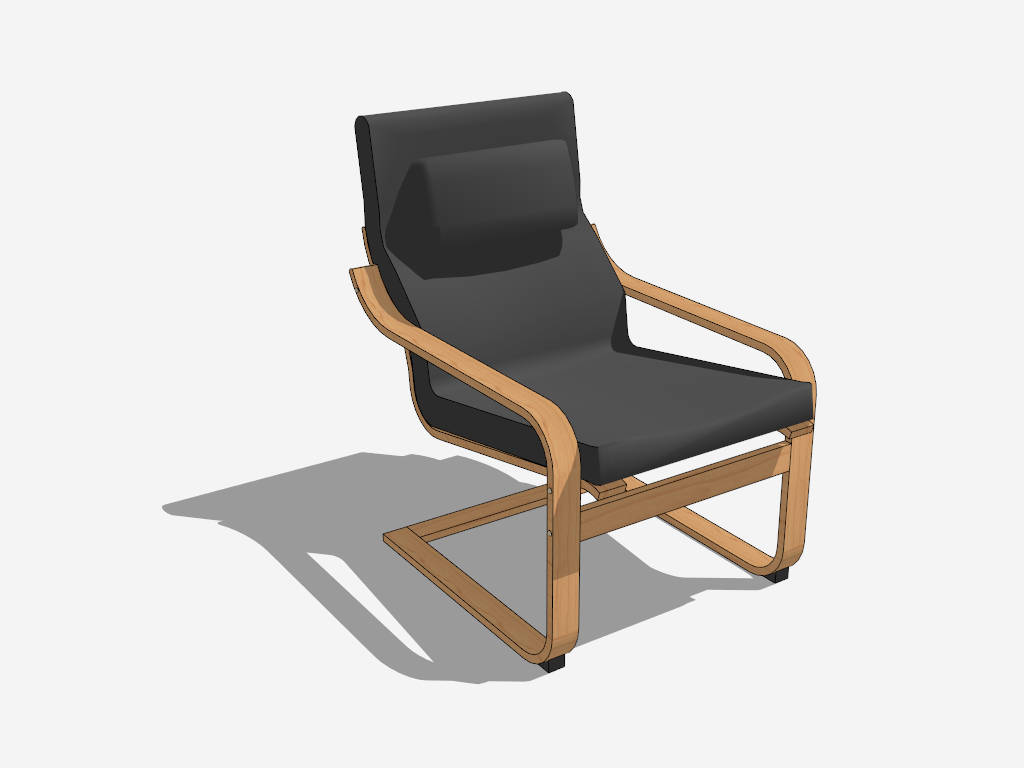 Wooden Cantilever Chair sketchup model preview - SketchupBox
