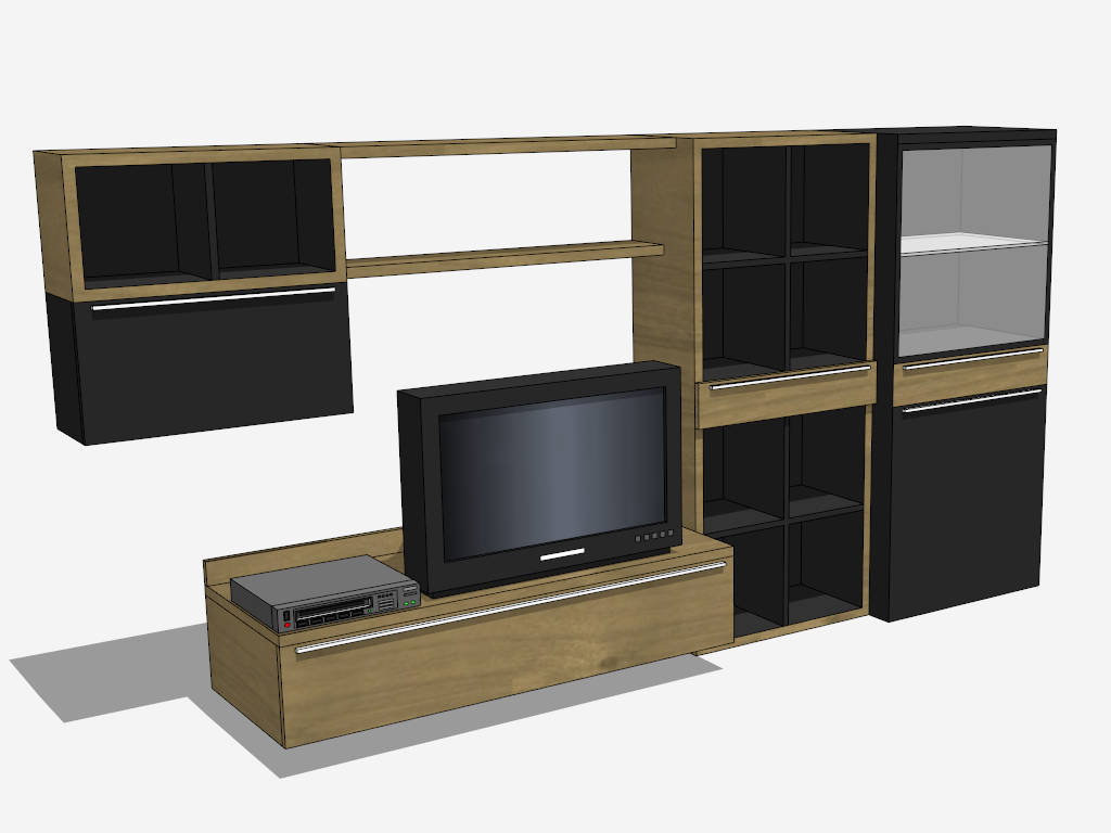 TV Wall Unit with Storage sketchup model preview - SketchupBox