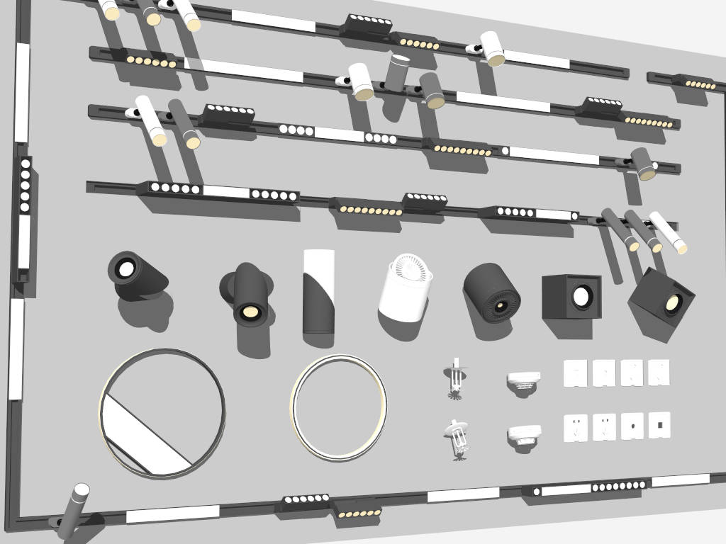 Ceiling Track Lighting System sketchup model preview - SketchupBox