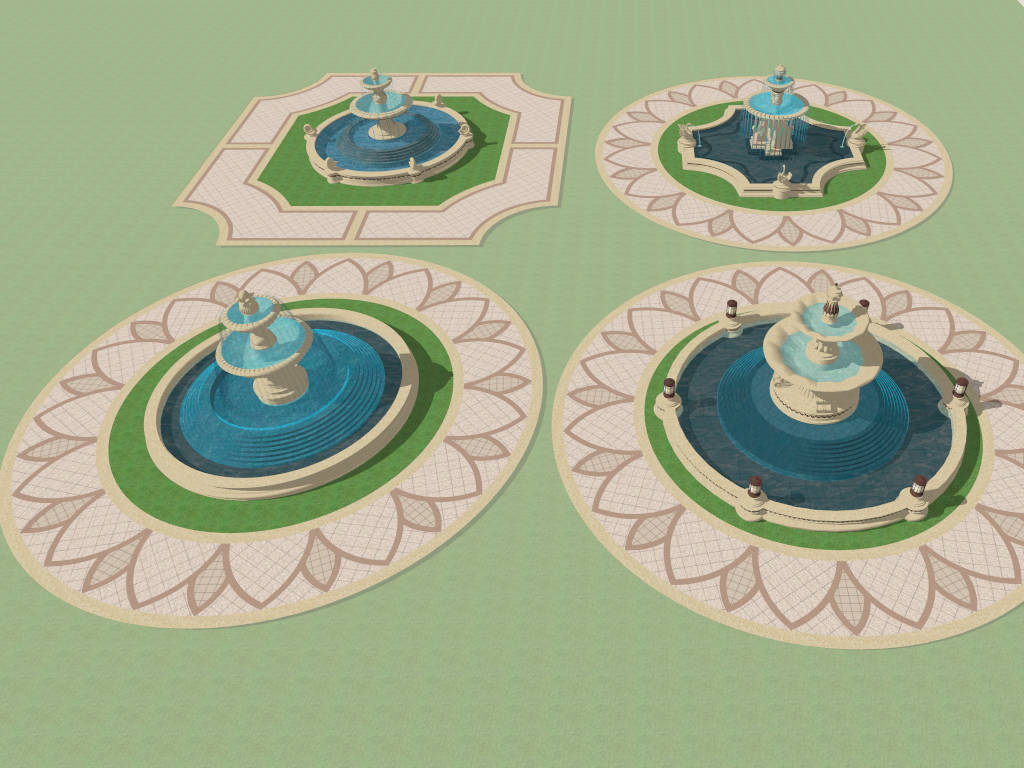 Large Landscape Fountains Collection sketchup model preview - SketchupBox