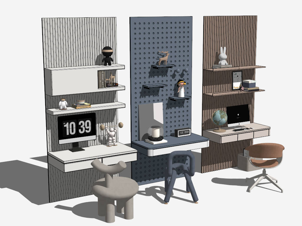 Kids Computer Desk Set Ideas sketchup model preview - SketchupBox