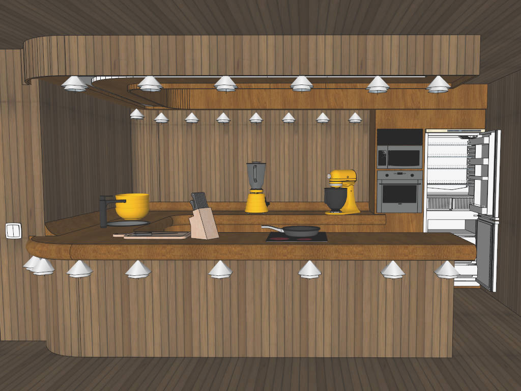 Unique Small U-Shaped Kitchen Idea sketchup model preview - SketchupBox