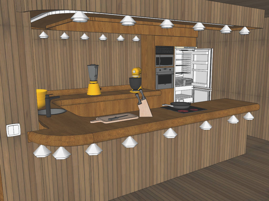 Unique Small U-Shaped Kitchen Idea sketchup model preview - SketchupBox