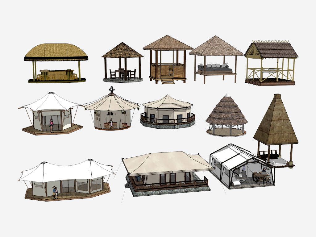Camping Tent and Pavilion Shelters sketchup model preview - SketchupBox