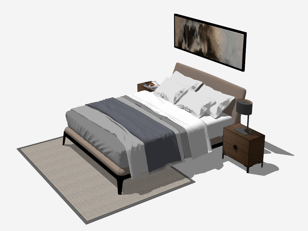 Modern 3 Piece Bedroom Set sketchup model preview - SketchupBox