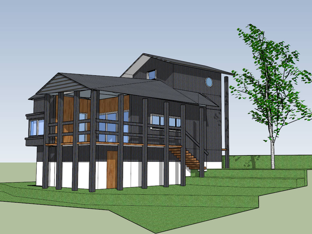 Rustic Home Exterior sketchup model preview - SketchupBox