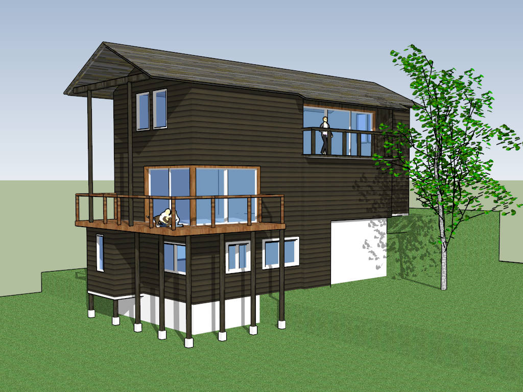 Elevated Land House sketchup model preview - SketchupBox
