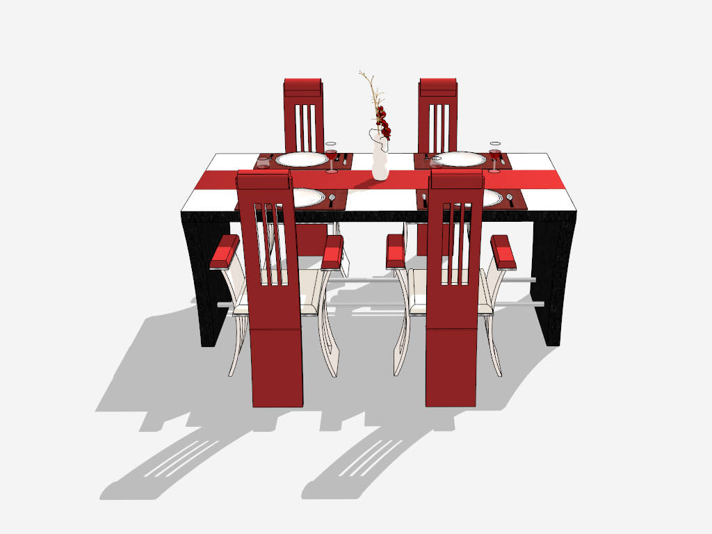 Red and White Kitchen Ideas sketchup model preview - SketchupBox
