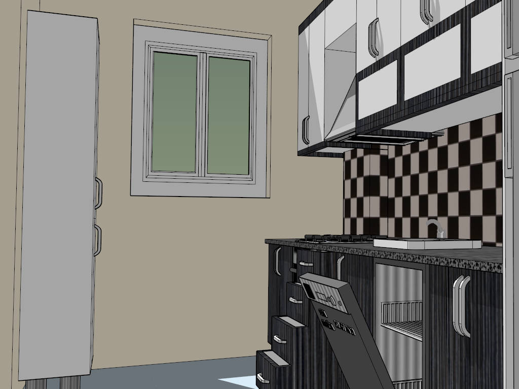 Black and White Kitchen Designs sketchup model preview - SketchupBox