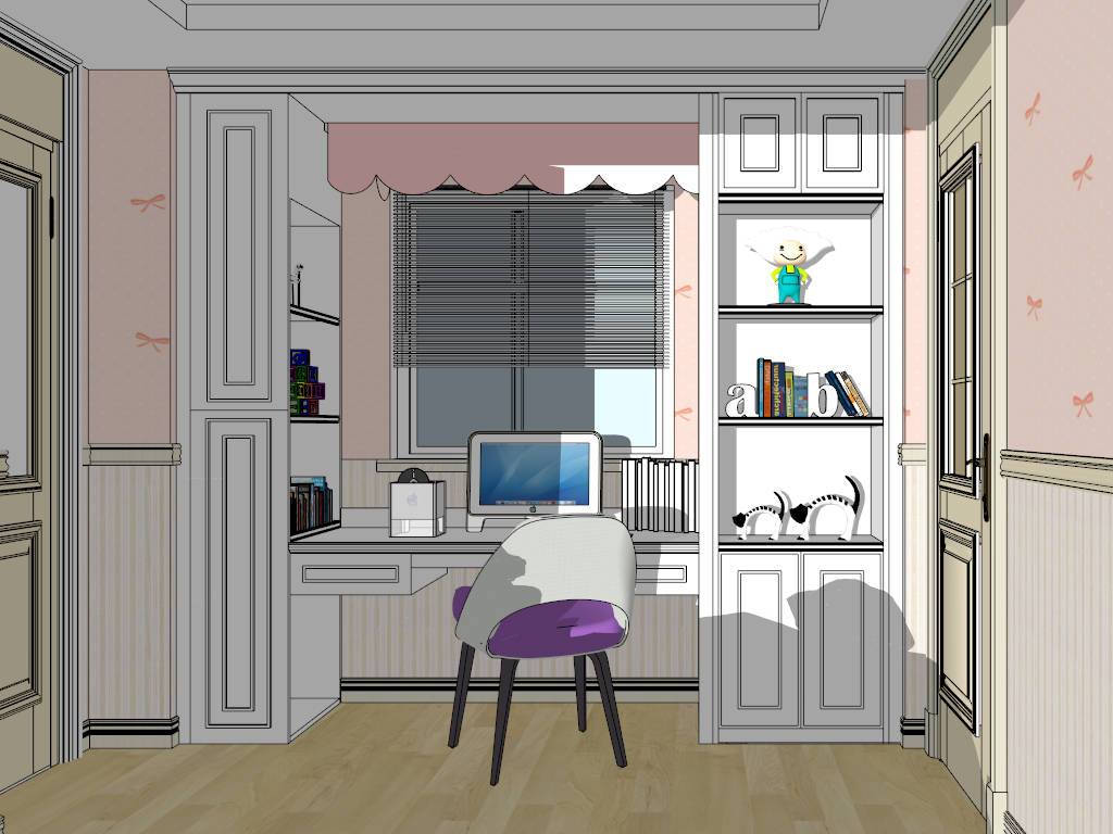 Teenage Girl Bedroom Idea sketchup model preview - SketchupBox