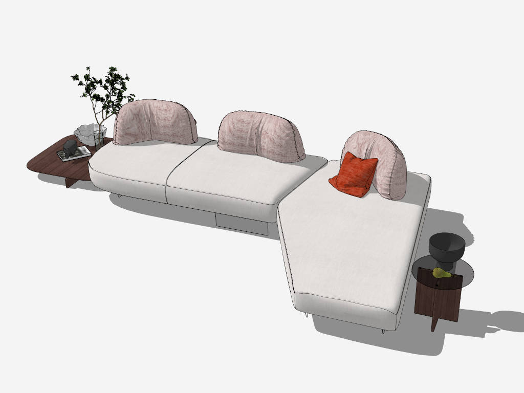 Sectional Sofa and Side Tables sketchup model preview - SketchupBox