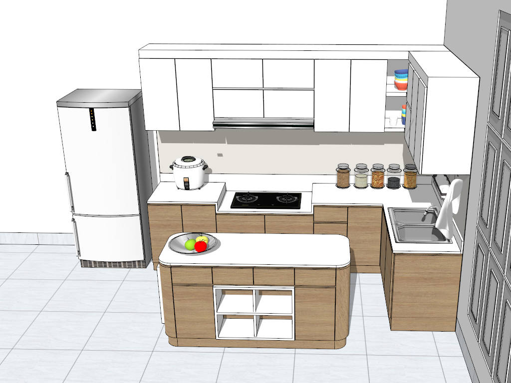 Small Kitchen With Island Ideas sketchup model preview - SketchupBox
