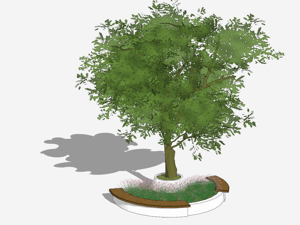 Half Round Tree Bench sketchup model preview - SketchupBox