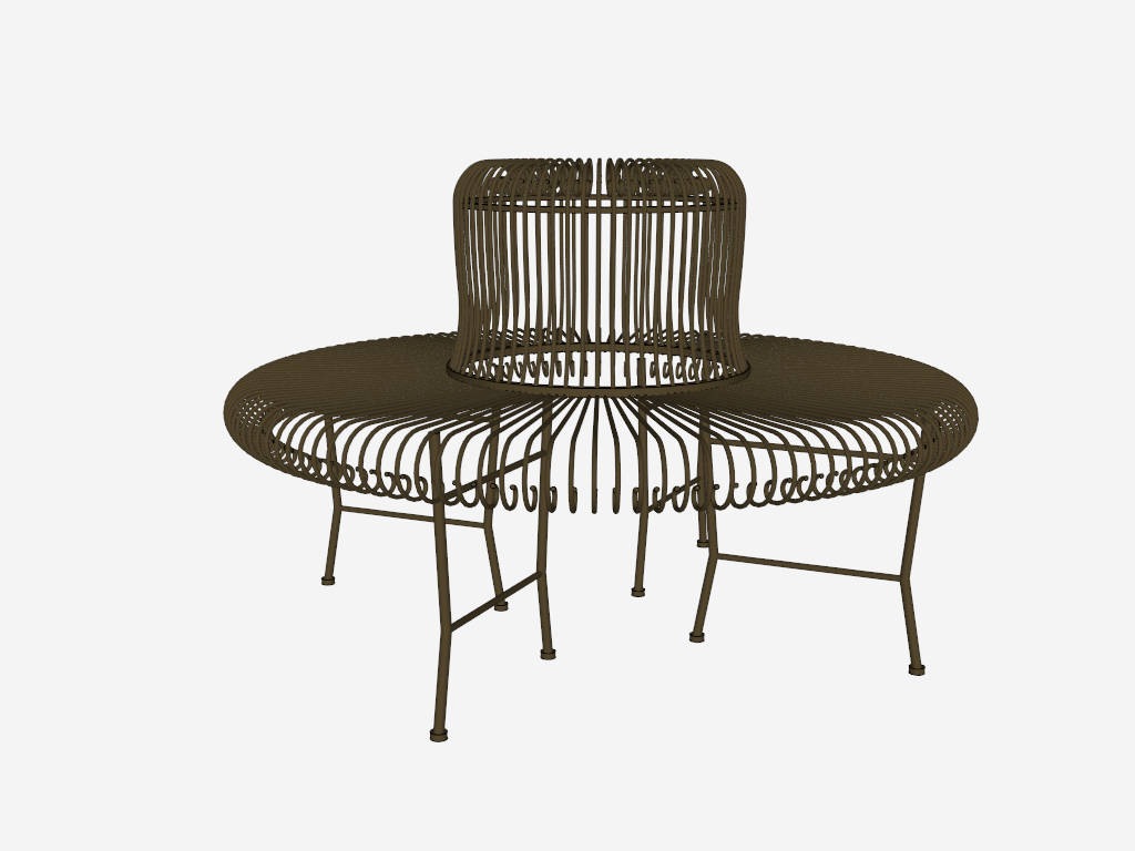 Round Metal Tree Surround Bench sketchup model preview - SketchupBox