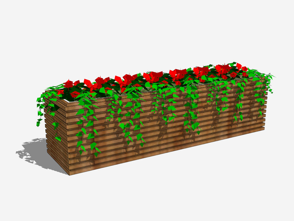 Long Rectangular Planter Box sketchup model preview - SketchupBox