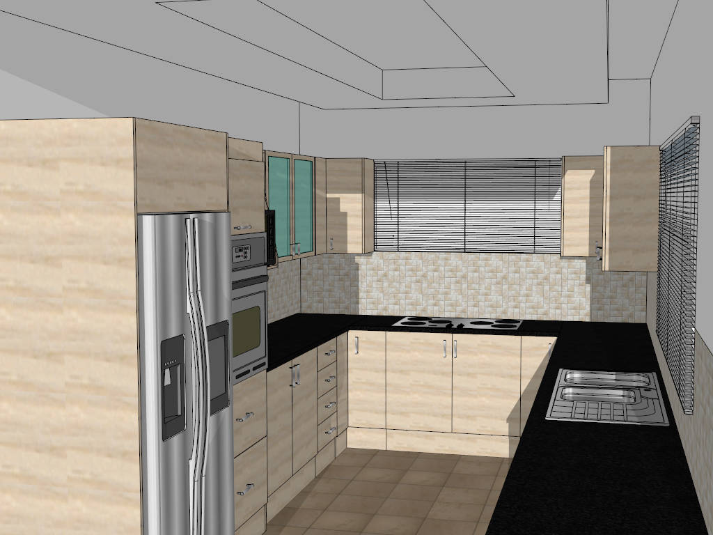 Small U Shaped Kitchen Layout Ideas sketchup model preview - SketchupBox