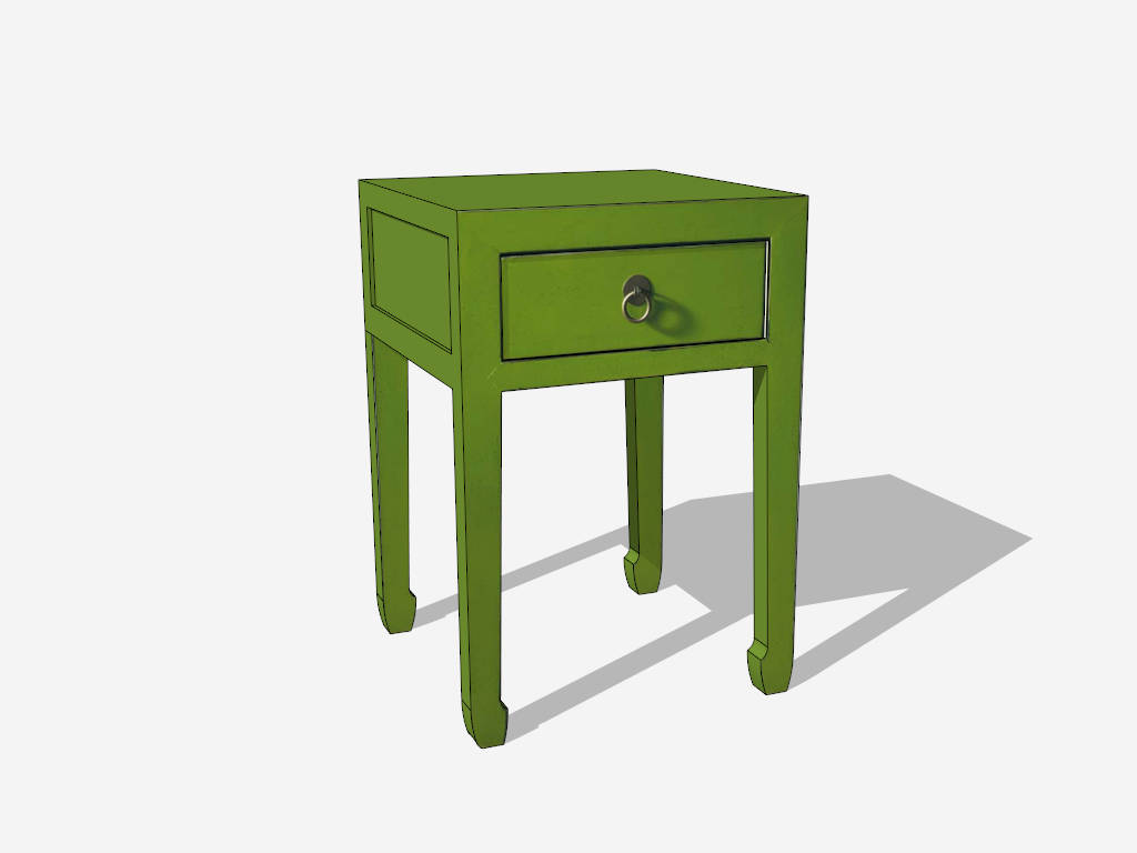 Vintage Green One Drawer Nightstand sketchup model preview - SketchupBox