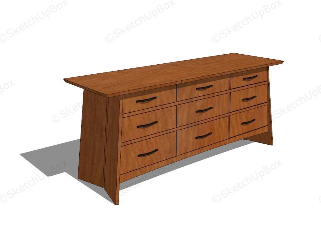 Vintage Oriental Dresser sketchup model preview - SketchupBox