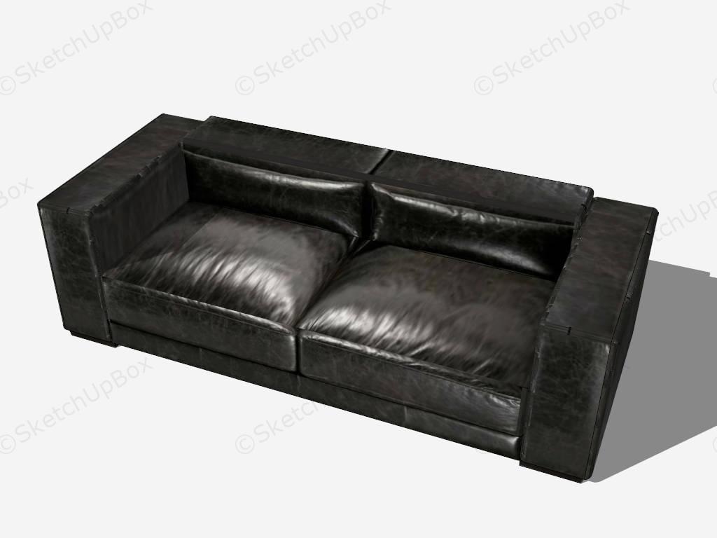 Black Leather Loveseat Sofa sketchup model preview - SketchupBox