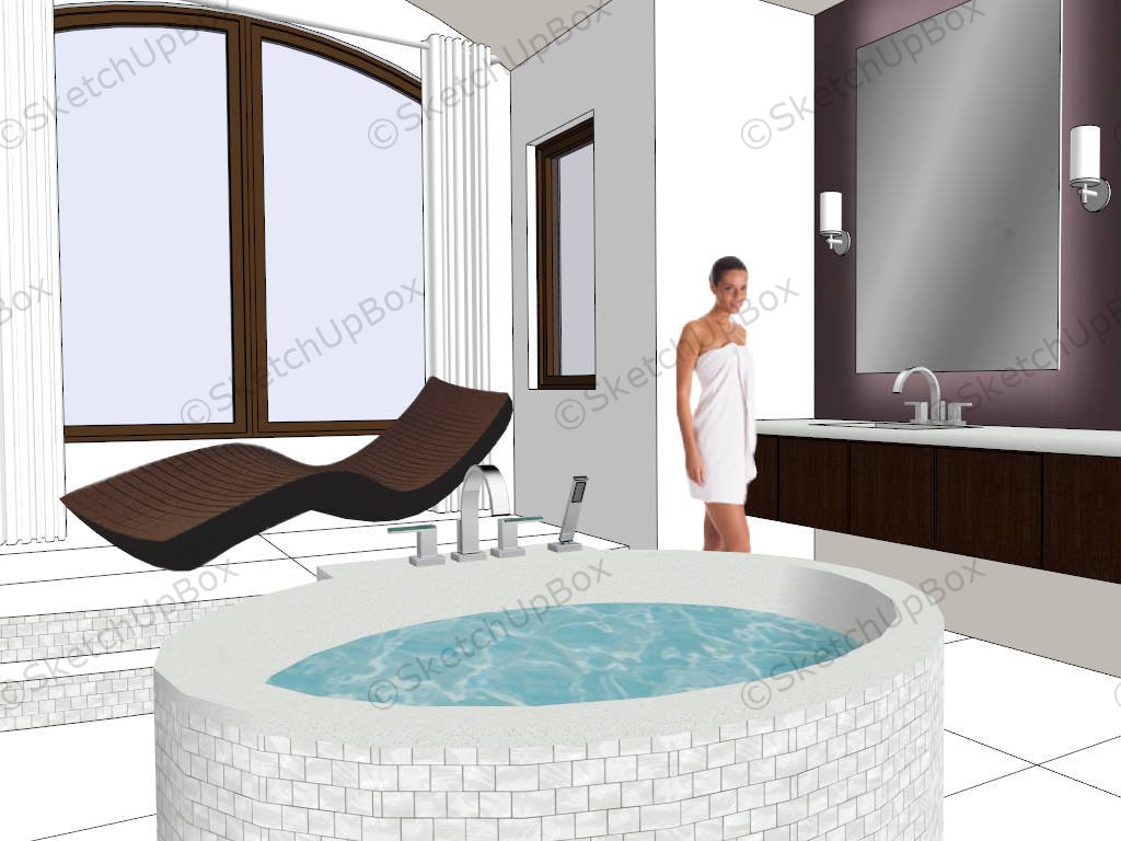 White Bathroom With Tub And Shower sketchup model preview - SketchupBox