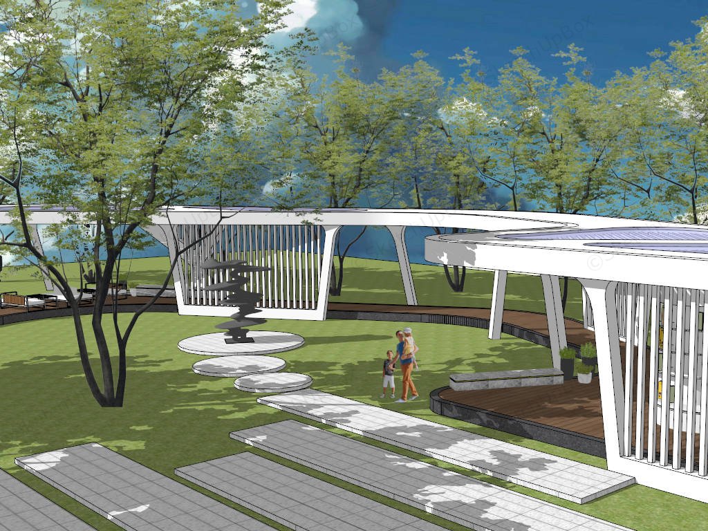Creative Park Pergola Landscaping Design Ideas sketchup model preview - SketchupBox
