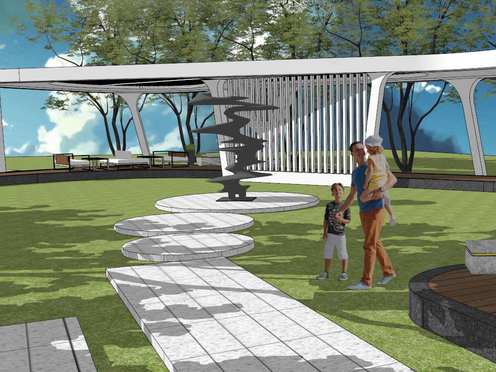 Creative Park Pergola Landscaping Design Ideas sketchup model preview - SketchupBox