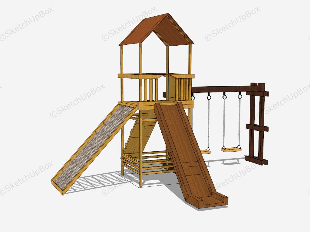 Wooden Backyard Playground Set sketchup model preview - SketchupBox