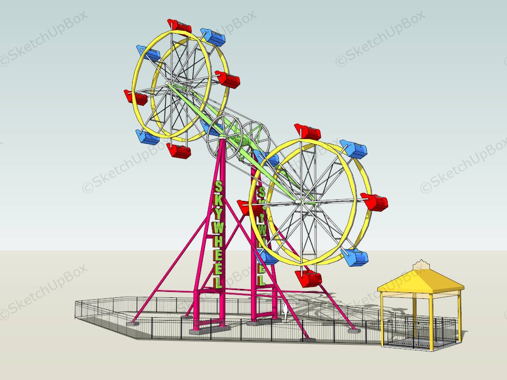 Double Ferris Wheel Ride sketchup model preview - SketchupBox