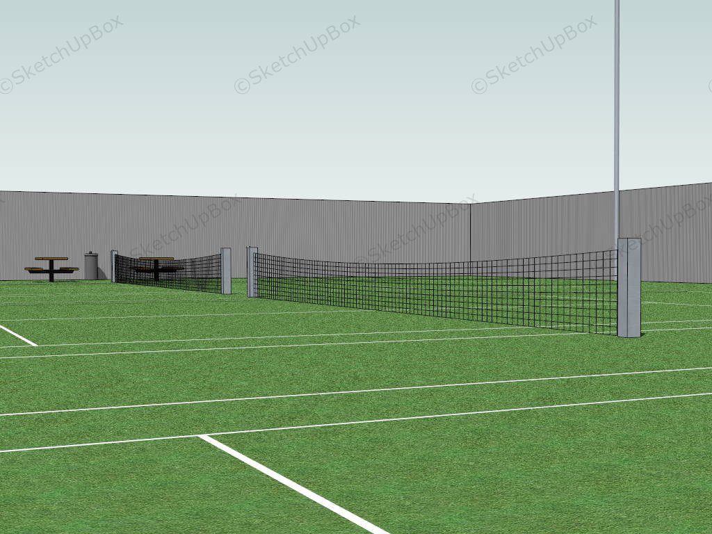 Tennis Courts With Fence sketchup model preview - SketchupBox