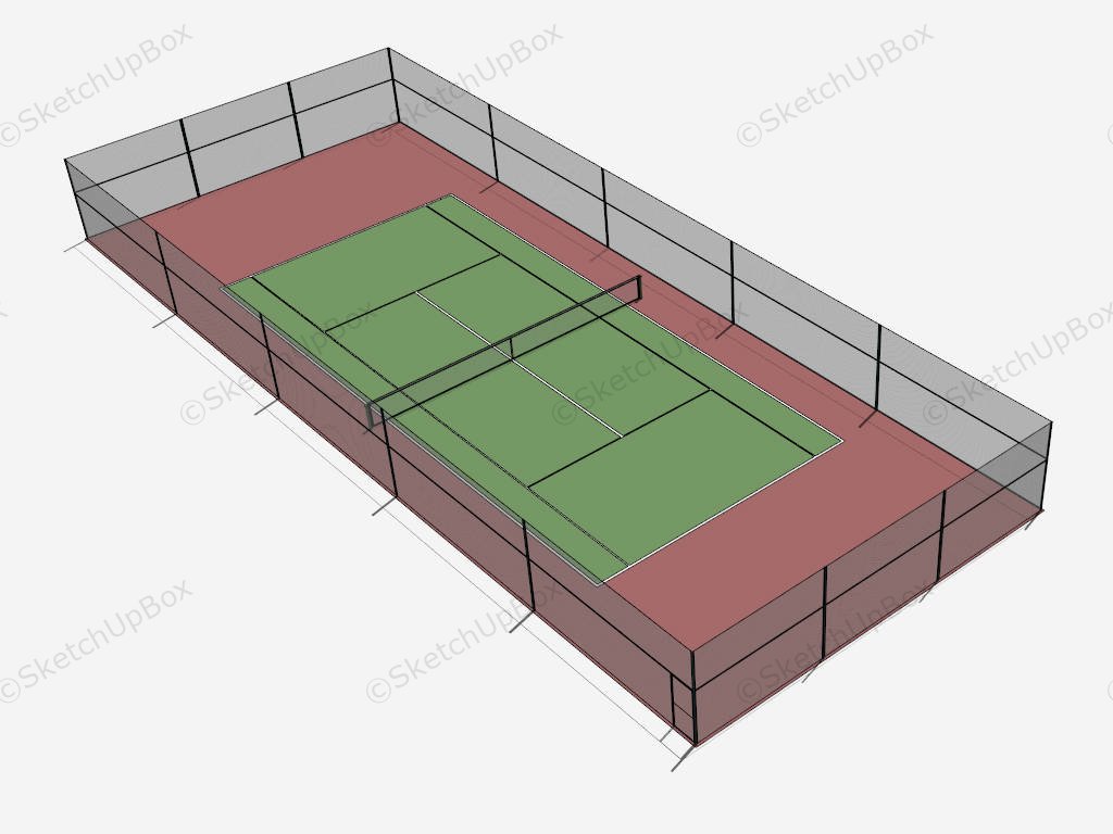 Tennis Field Court sketchup model preview - SketchupBox