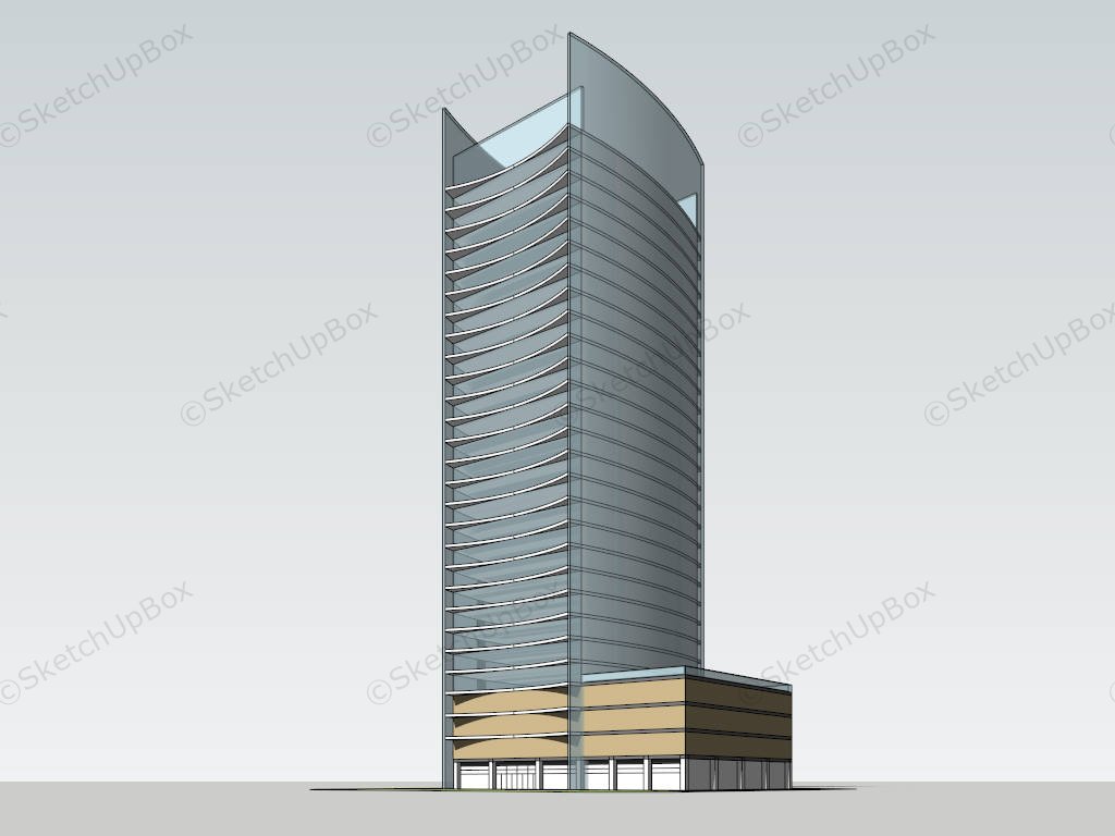 Tall Modern Hotel Building Design sketchup model preview - SketchupBox